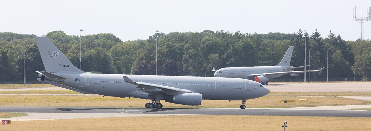 El A330 MRTT T-060 tras aterrizar en Eindhoven. (foto Airbus DS)